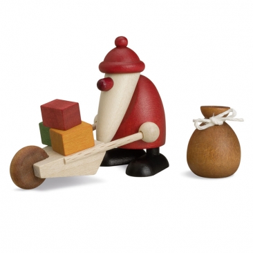 Miniatur-Set 3, Weihnachtsmann mit Schubkarre und Sack